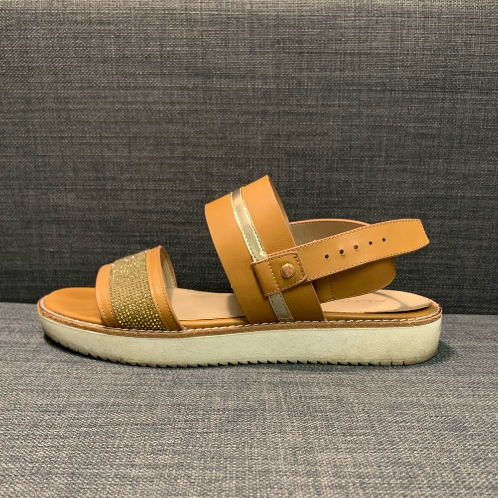 Aldo Brown Cognac Leather Sandals